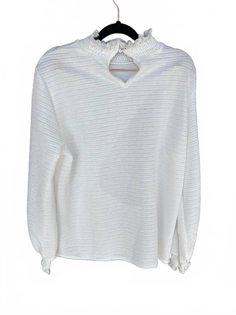 NEW WHOLESALESIR women's glam and chic long sleeve ruffled top in white